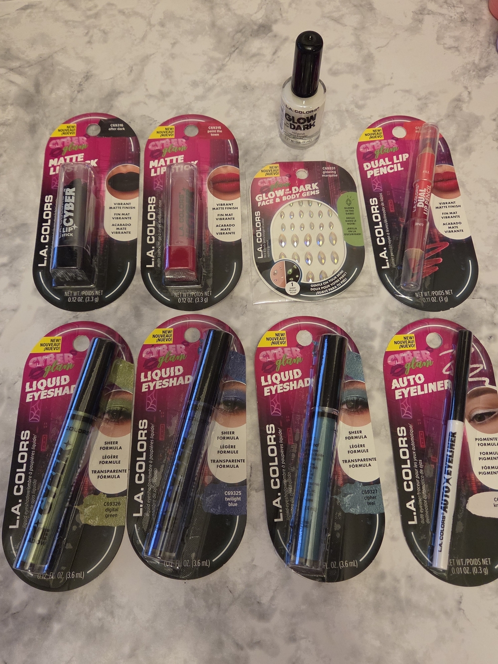 L.A. Colors Cyber Glow Eye, Lip & Nail Collection - 9 Piece Set